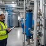 Man inspecting industrial water system